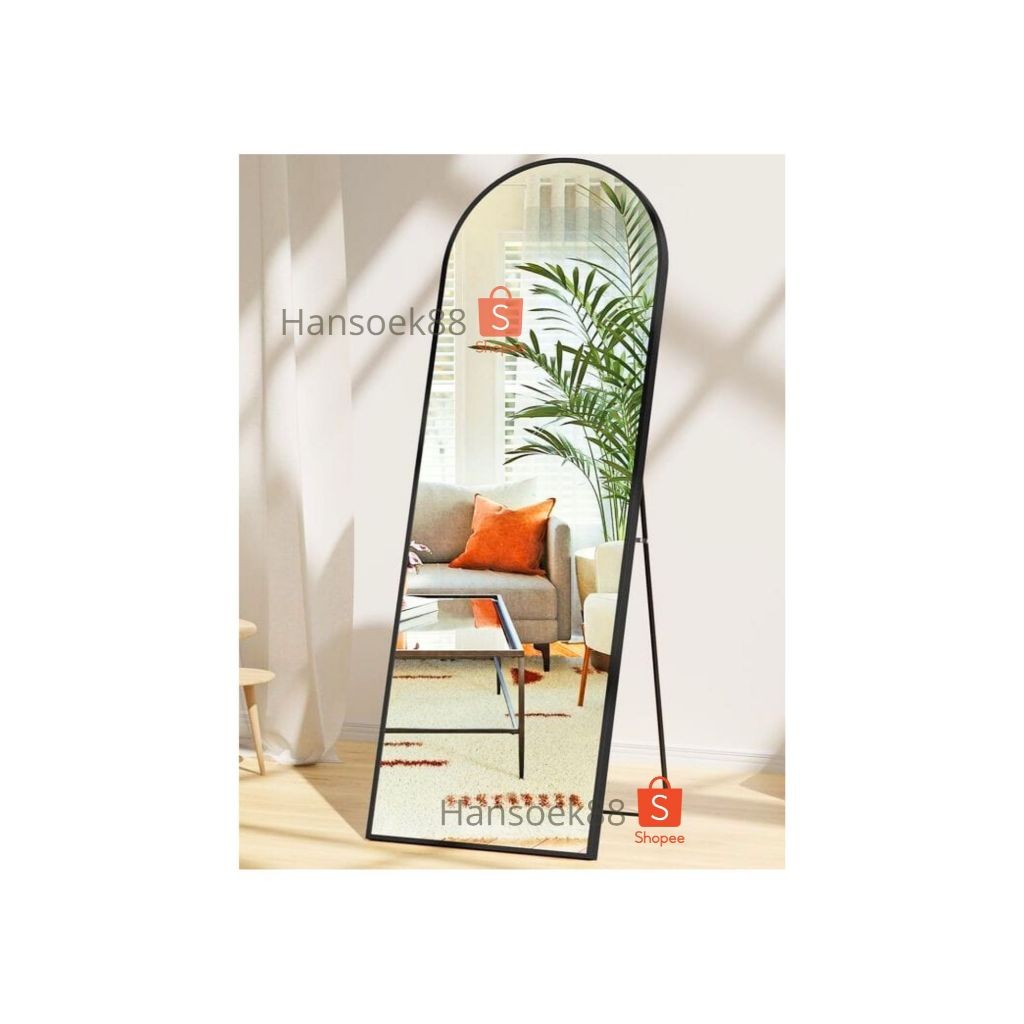 KACA CERMIN STANDING FRAMELESS OVALE FRAME CERMIN BERDIRI ROUNDED STANDING MIRROR FULL BODY FRAMELES
