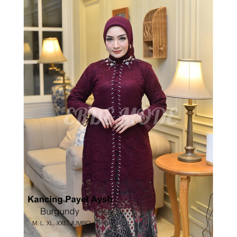 Kebaya - Setelan Kebaya Tunik Brokat Payet Jumbo Ld 130 Baju Kondangan Wanita Modern