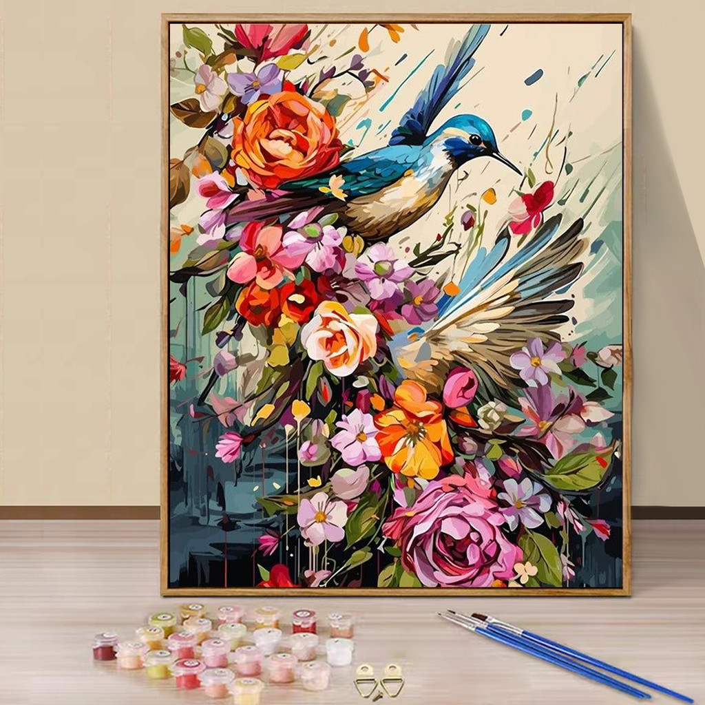 

Paint by Numbers - 40x50cm, Hummingbird Painting Kits for Beginner on Colored Canvas, Easy DIY Art for Home Decor Gift, No Frame