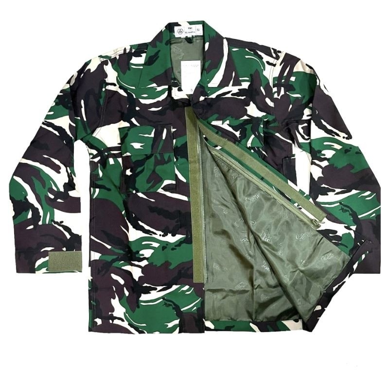 Baju pdl velbed warna pembagian anti air,furing,resleting,perekat / baju pdl tni