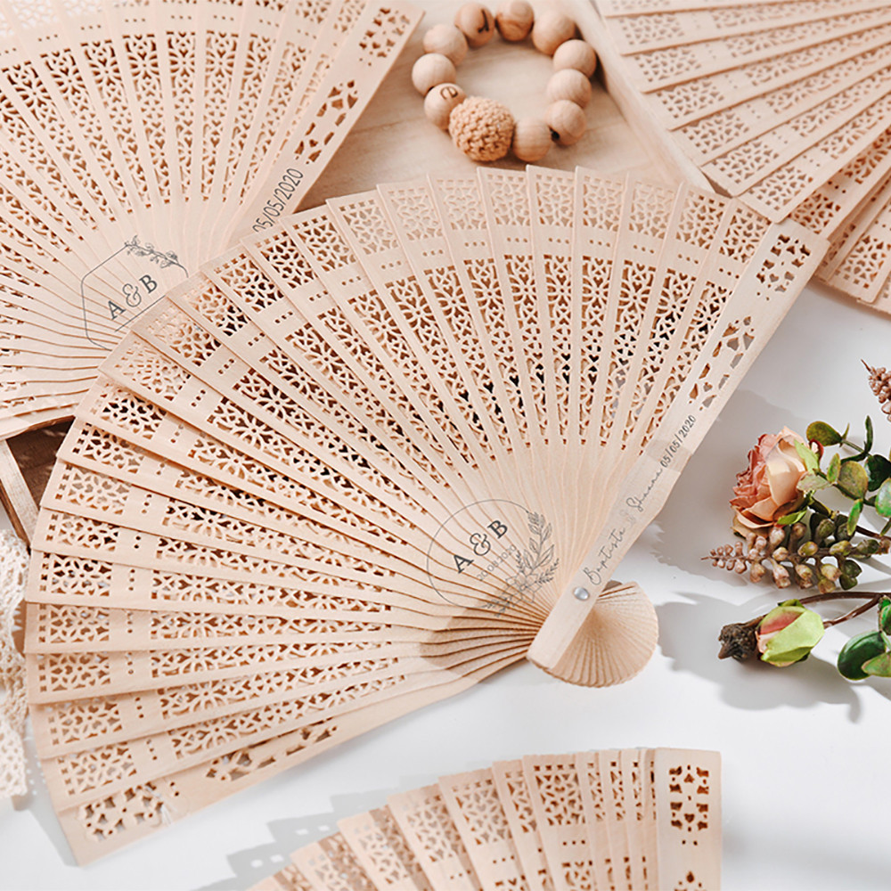 

10/20/50Pcs Personalized Wedding Engraved Wood Folding Hand Fan Custom Rustic Wedding Fans Wholesale Bridesmaid Gifts