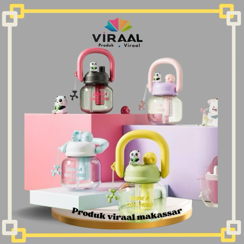 Makassar produk viral botol minumanak transparan karakter lucu 800Ml snager tumbler /botol minum 2 s