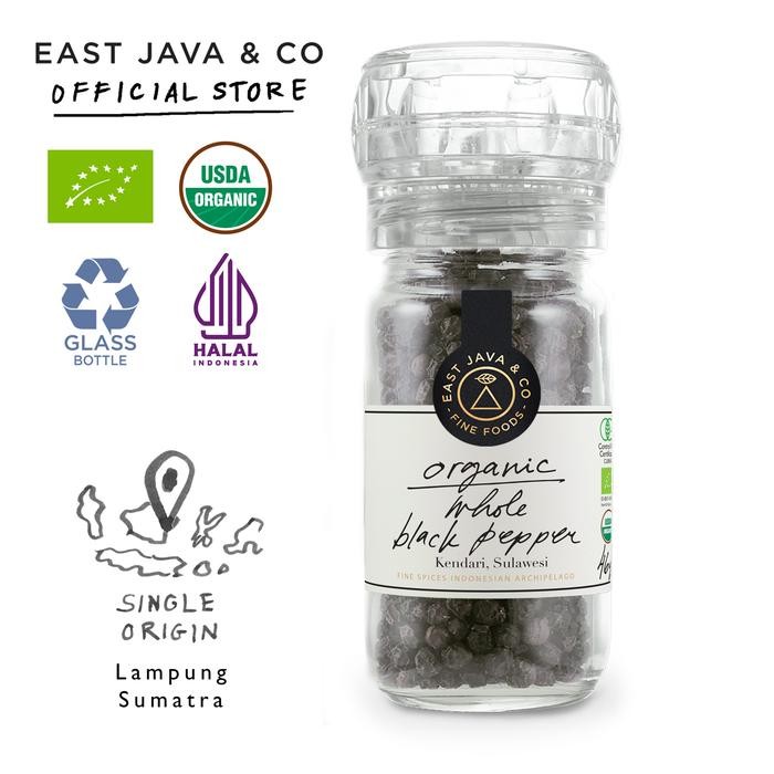 

East Java & Co Organic Whole Black Pepper Mill-46g(Lada HItam Organik)
