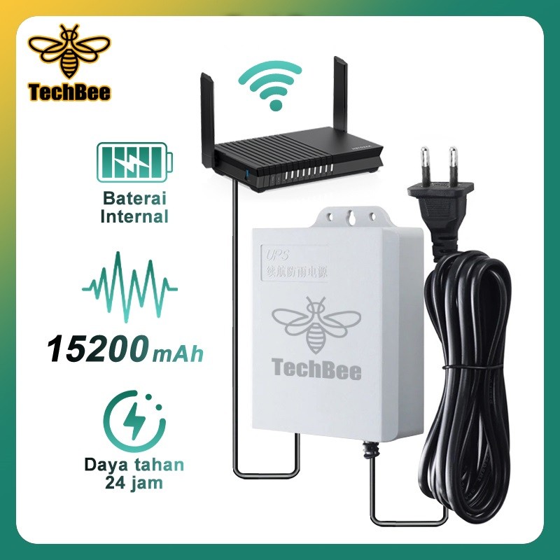T2T TechBee Ups 15200mAH Ups Mini 12v Untuk Wifi Ups Mini 12 Volt Ups Wifi Ups Cctv Ups Dc Mini Ups