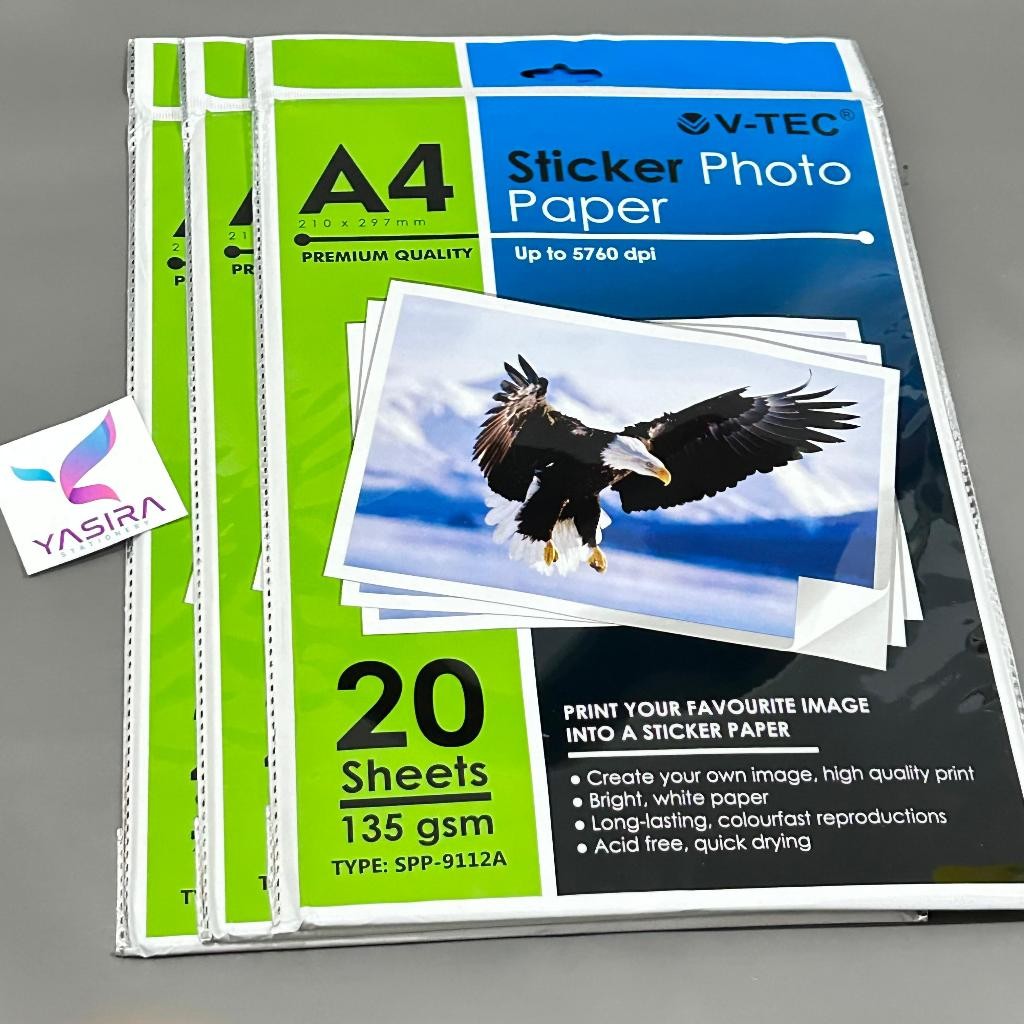 

Kertas Foto Sticker Stiker A4 V-tec 135 Gsm