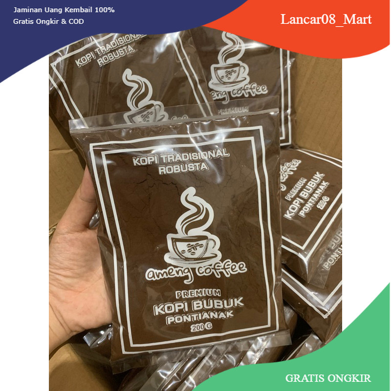 

【L-MART】BIG SALE!!! KOPI AMENG Coffee 200g shop kopi bubuk legendaris Ameng asli pontianak KHUNTIEN PILIHAN KOPI ROBUSTA