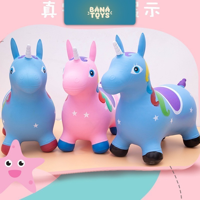 ( Bisa Cod ) Kuda Kudaan Karet Jumping Animal Mainan Tunggang Anak Genjot Hewan Kuda Unicorn Sapi Ru