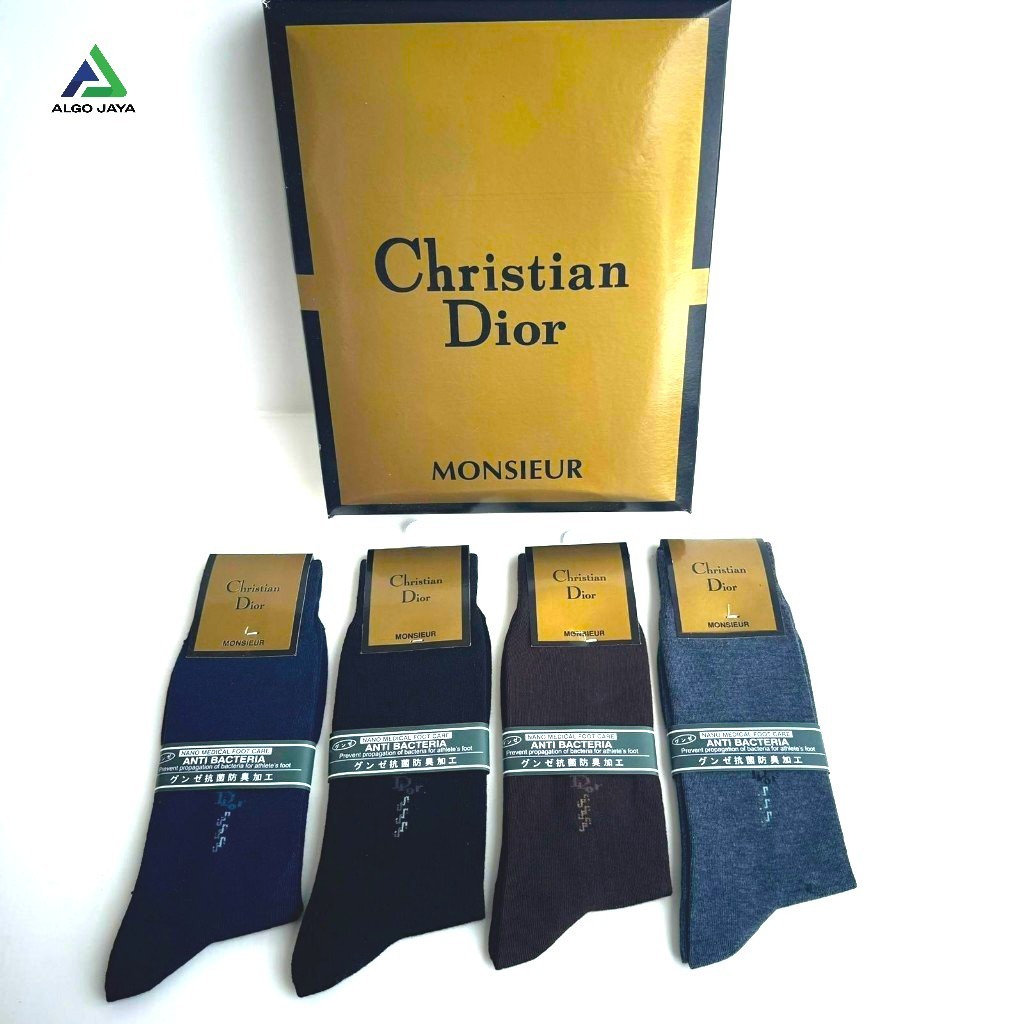 Grosir 12 Pasang, Kaos Kaki Panjang Pria Kerja Kantor, Mensocks Motif Dior Anti Bachterial Premium Q