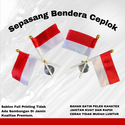 Sepasang Bendera Ceplok Merah Putih Bendera Indonesia Tempel Mobil Bendera Hiasan Mobil