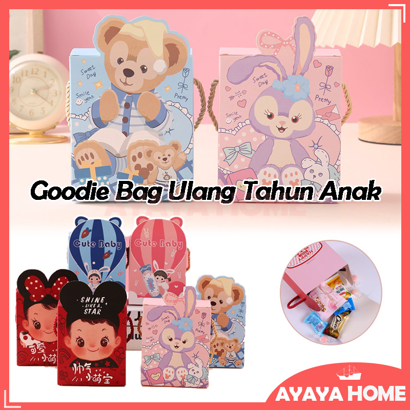 

10 Pcs Goodie Bag Ulang Tahun Anak/ Anak Kotak Souvenir Kantong / Motif Kartun Tas Bingkisan