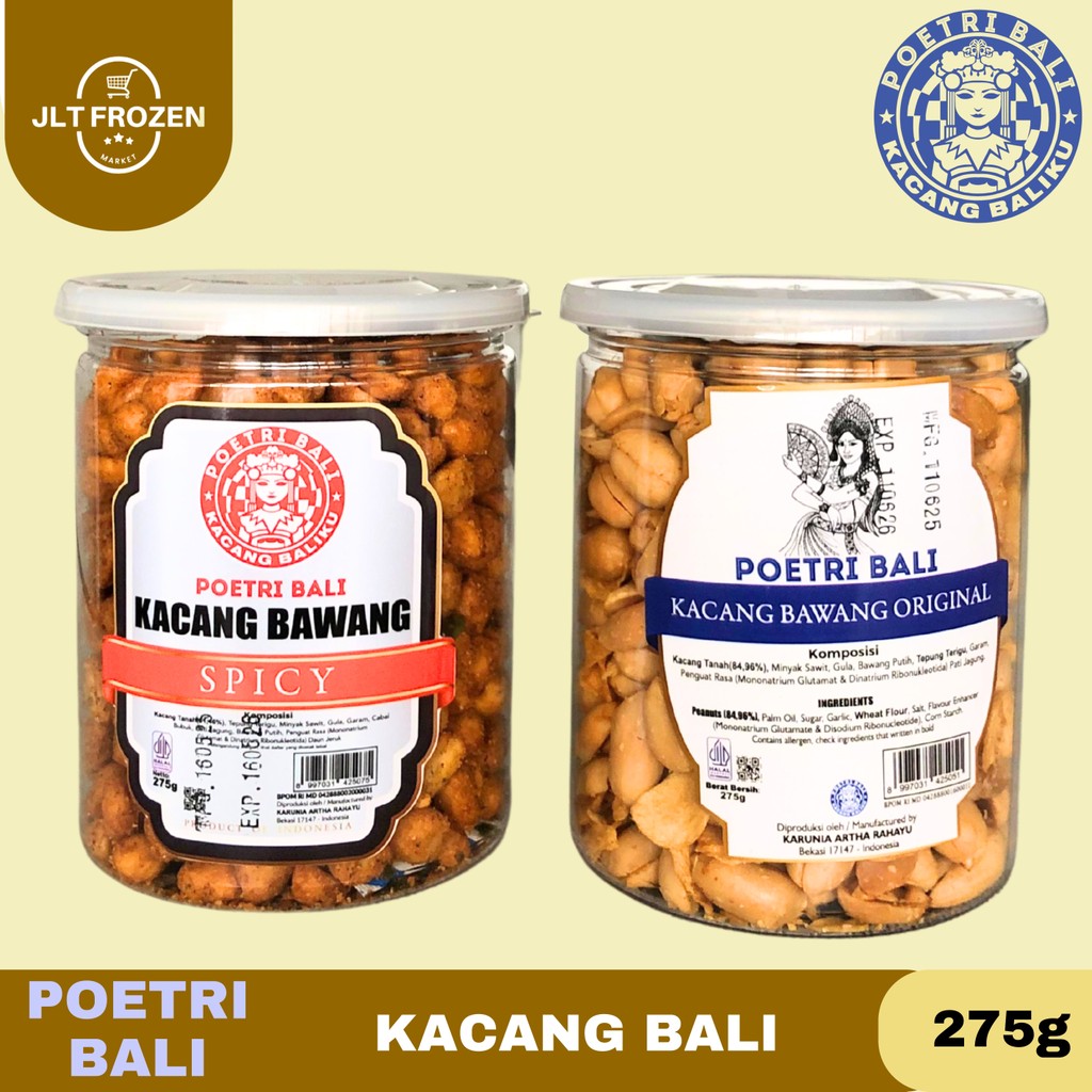 

Poetri Bali Kacang Kemasan Toples 275g / Kacang Bawang Original / Kacang Bawang Spicy