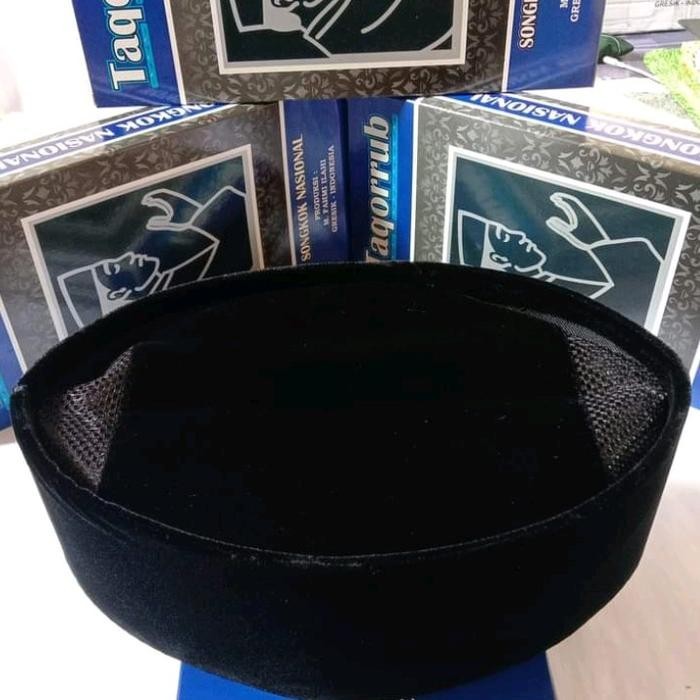 peci kopiah songkok taqorrub tinggi 9cm Muslim Dewasa Hitam - hitam, 5