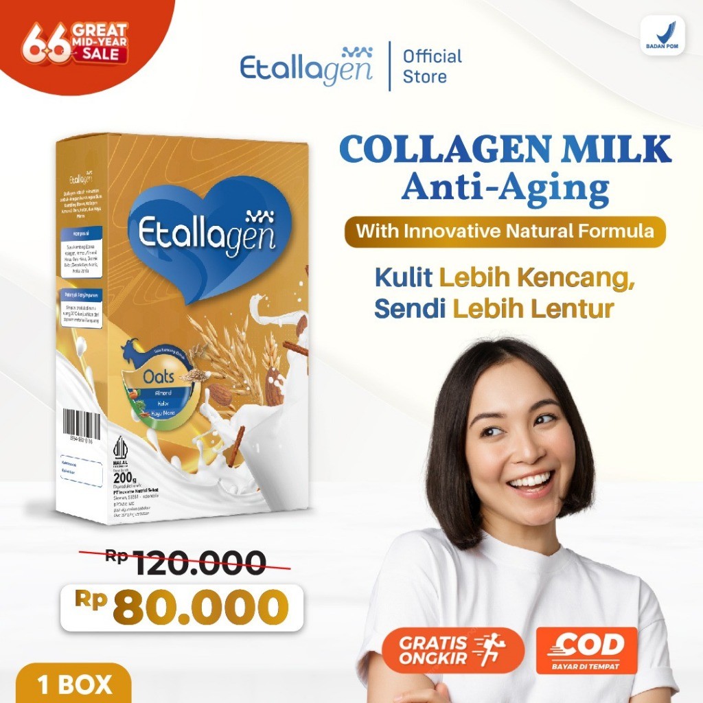 

Etallagen Susu Etawa tinggi Collagen Untuk Kecantikan Kulit & Sehatkan Tulang Anti Penuaan Dini BPOM