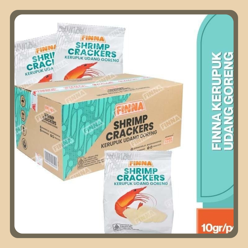 

kerupuk udang finna siap makan 10 gr isi 120 pcs kemasan baru