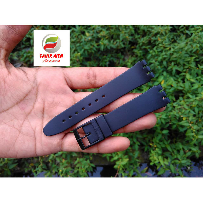 TALIJAM SWATCH RUBBER SILIKON STRAP TALI JAM TANGAN SWATCH HITAM POLOS