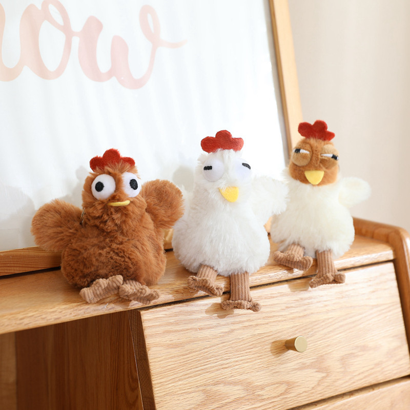 

Cartoon Chicken Plush Keychain Bag Pendant Hanging Decoration Cute Stuffed Toy Hen Rooster Doll Ornament Car Keyring Kids Gift