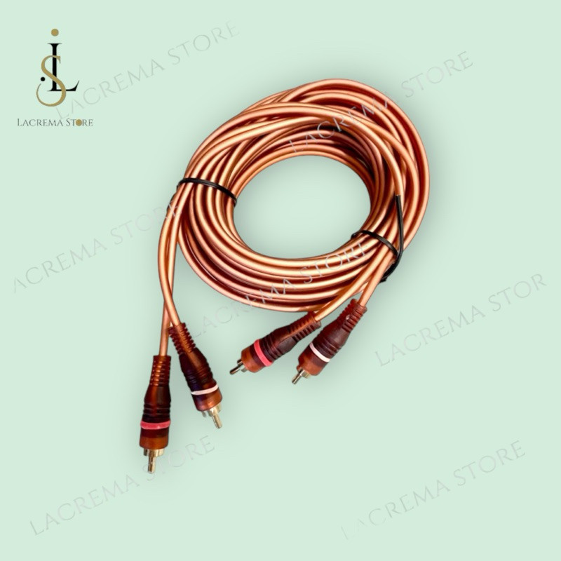 KABEL 2 RCA TO 2 RCA 5 METER COKLAT KABEL 2-2 RCA 5 METER FULL TEMBAGA ASLI