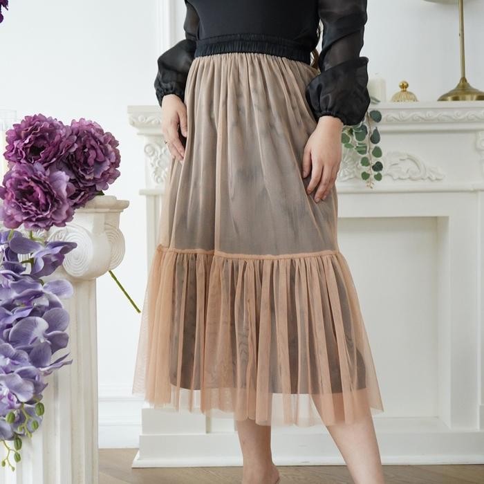 (Victoria Wear House) Fay Tulle Skirt - Rok Tutu Tille Midi Highwaist Pakaian Bawahan Wanita - Hitam