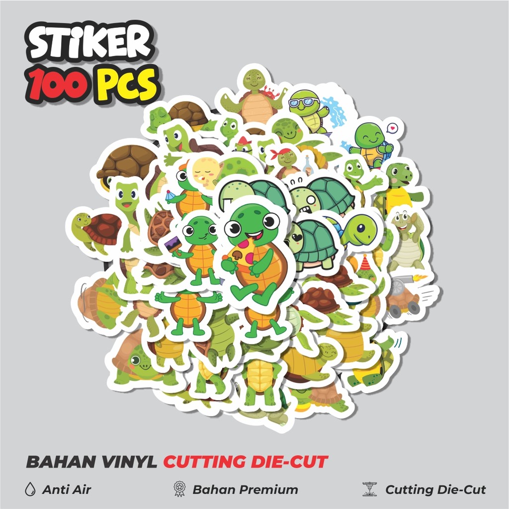 

Terbaru! 50 pcs Sticker Hewan Kura Kura Dekorasi Lucu Kreatif untuk Notebook, Skateboard, HP