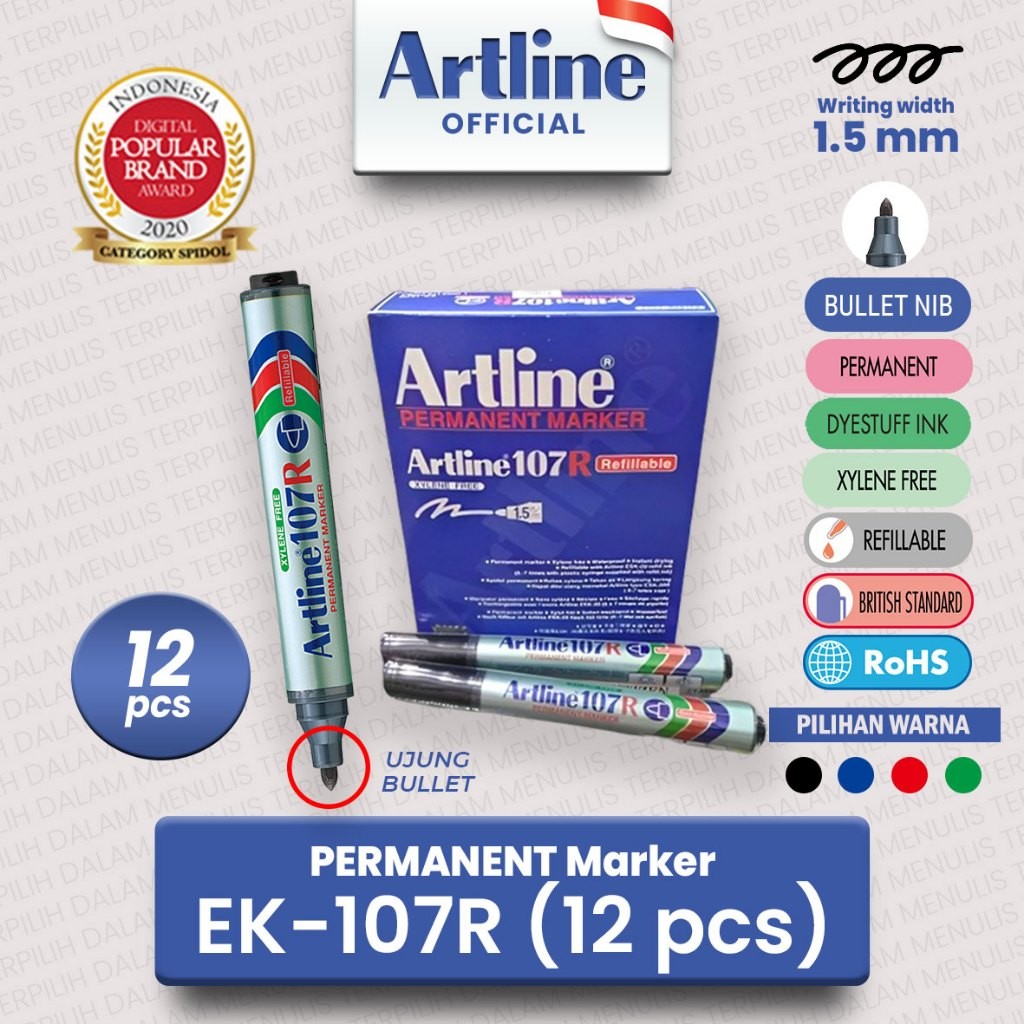 

ARTLINE Spidol Permanent Marker EK-107R 12pcs/ 1 lusin