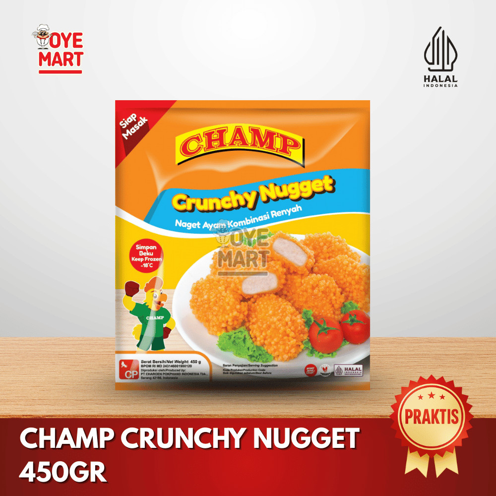 

CHAMP CRUNCHY NUGGET 450GR/NUGGET CRISPY RENYAH