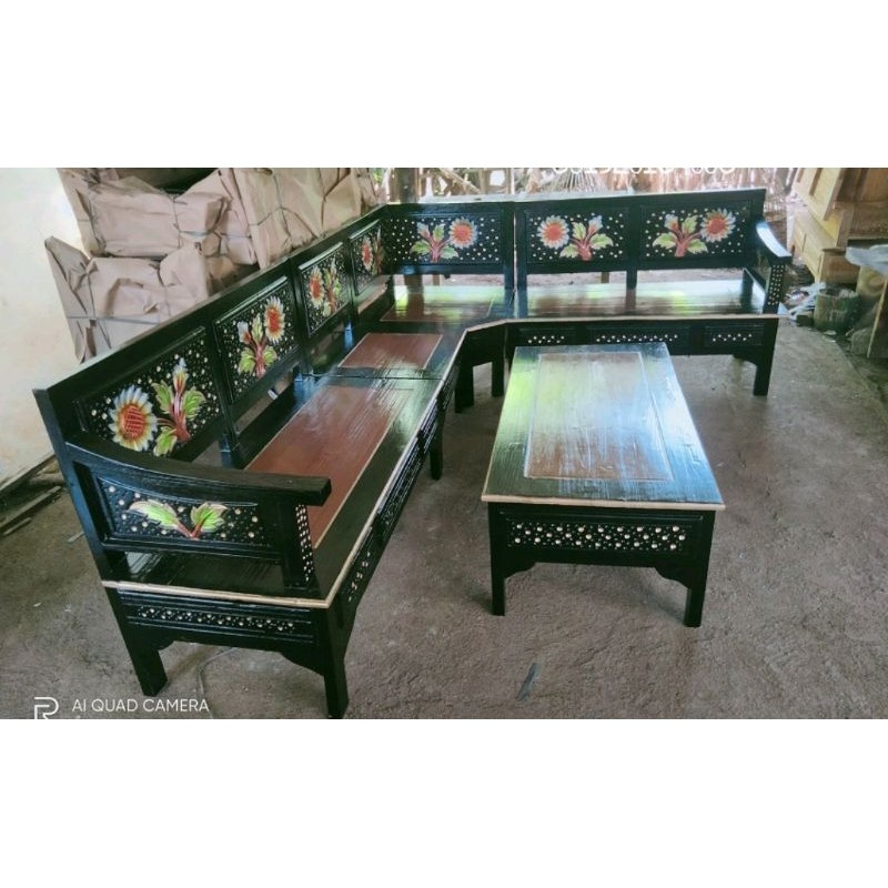 Furniture kursi sofa tamu model sudut minimalis / kursi jati minimalis untuk ruang tamu kecil / kurs