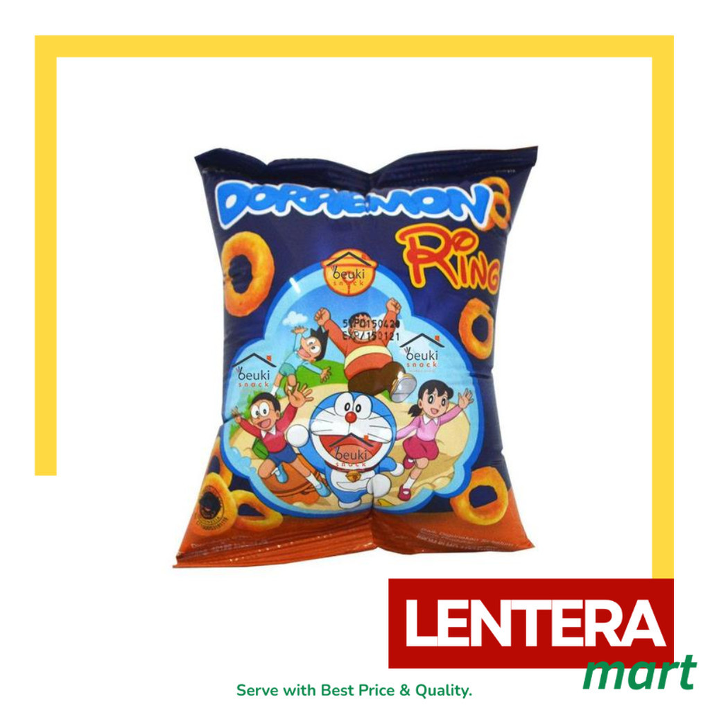 

Doraemon Ring Cemilan Snack Chiki Ecer 2000 1 Pack Isi 10 pcs @30gr LenteraMart