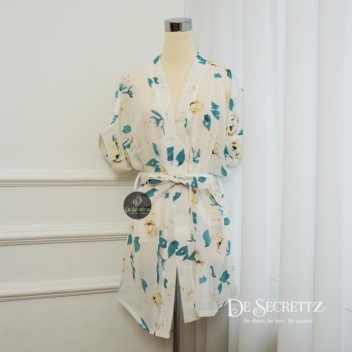 New DeSecrettz HARUKA L:ingerie Sexy Kimono - Green Leaf