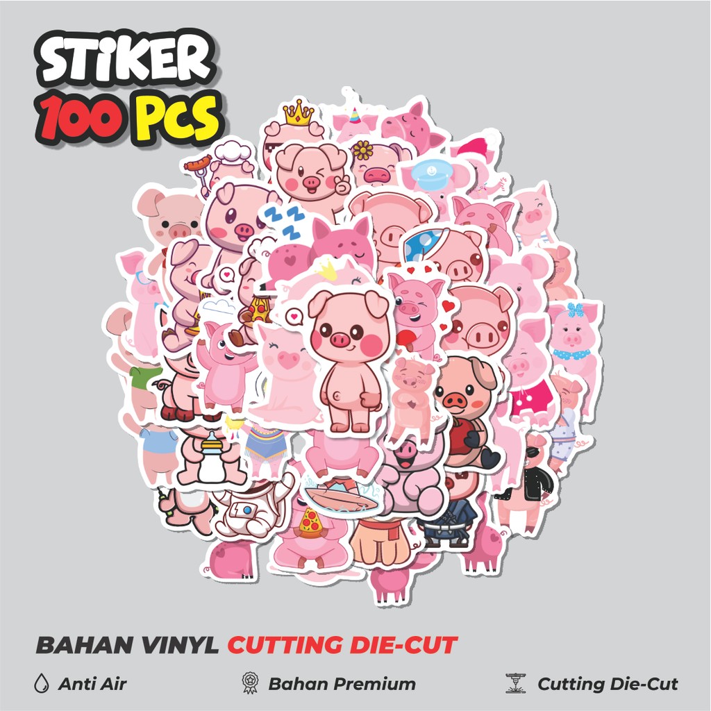 

Terbaru! 50 pcs Sticker Hewan Babi Dekorasi Lucu Kreatif untuk Notebook, Skateboard, HP