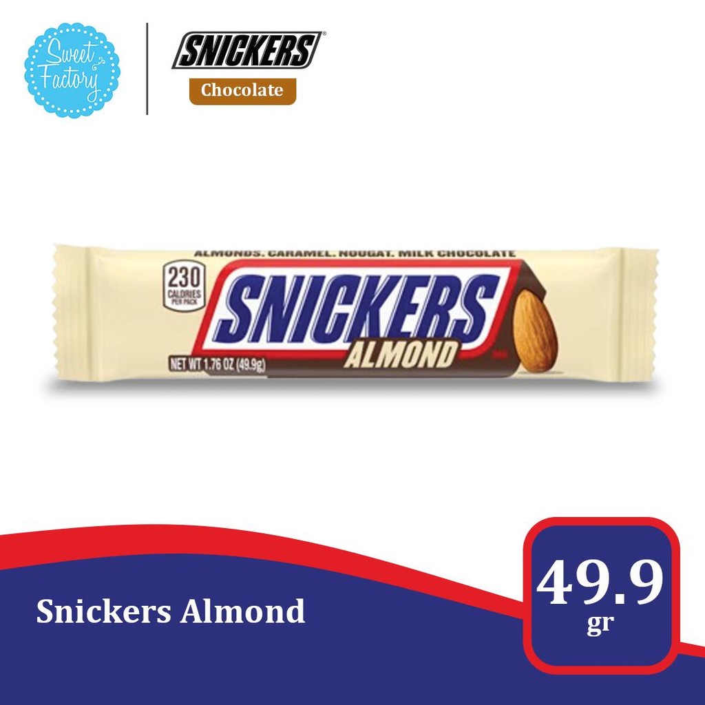 

Snickers Almond 1.76 oz / 49.9gr – Cokelat Karamel & Nougat dengan Kacang Almond