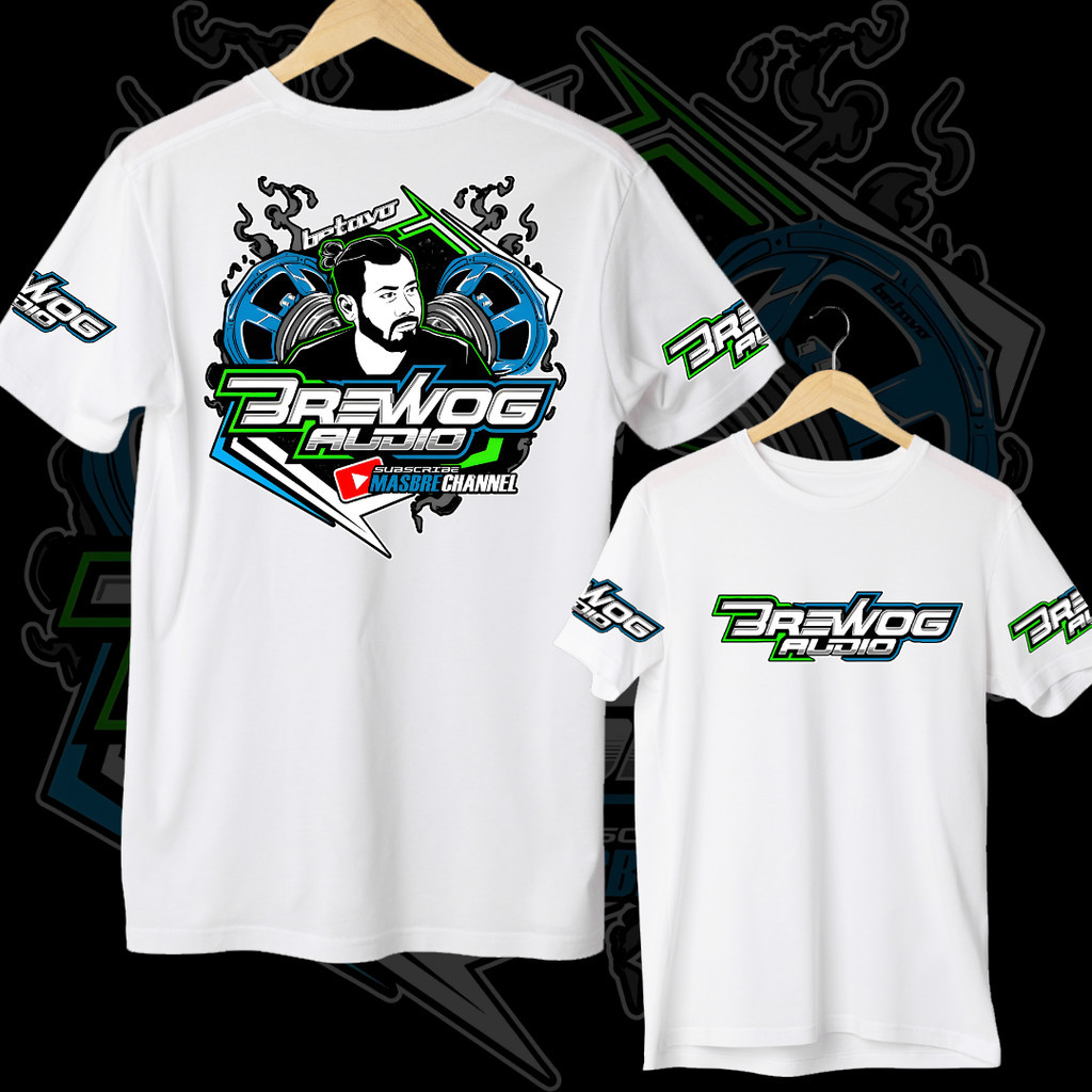 Kaos sound system BREWOG AUDIO BIRU Baju Kaos pria warna putih