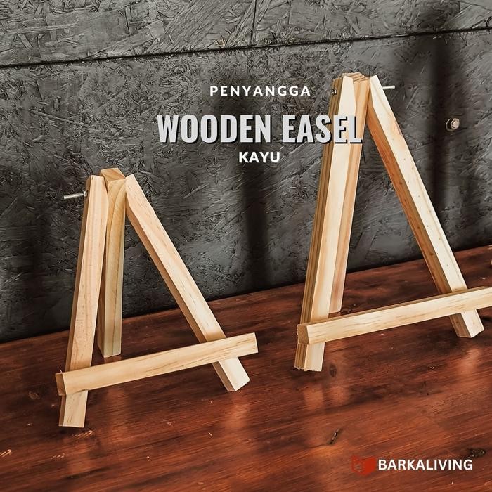 

Wooden Easel / Mini Easel / Stand Dudukan Tripod HP Smartphone Foto / Stand Kalender Foto Lukisan Kanvas Kayu Acrylic - 10 cm, Amplas Halus