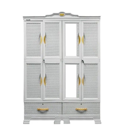 LEMARI PAKAIAN 4 PINTU NAPOLLY CABRO- 466.22 Dk GANTUNGAN Rotan Putih