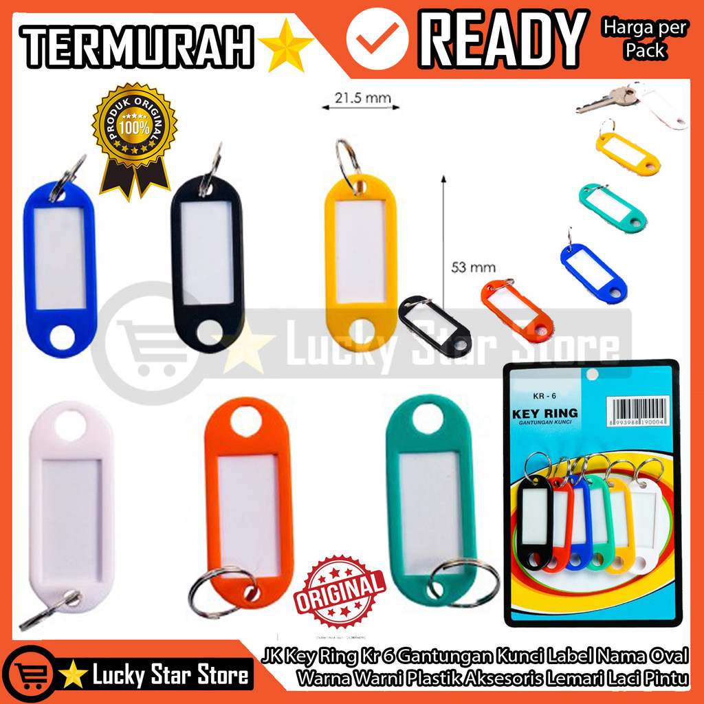 

JK Key Ring Kr 6 Gantungan Kunci Label Nama Warna Warni Plastik Pelastik Oval Bulat Kait Penaut Sangkut Taut Aksesoris Lemari Laci Kabinet Pintu Kantor Tas Dompet Hp Simpel Kecil Ringan NDL Serbaguna Estetik Modern