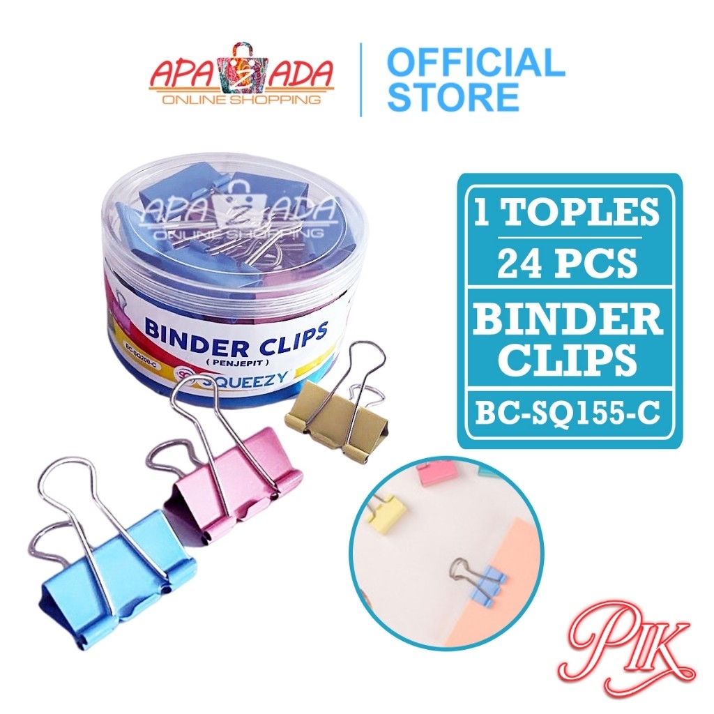 

Apazada Binder Klip Warna No.155 [1 Toples - 24 Pcs Klip] / Binder Clip / Klip Penjepit Kertas BC-SQ155-C