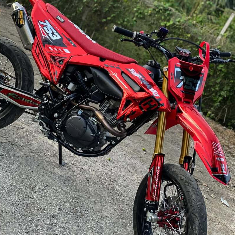 STIKER KEREN DECAL CRF 450 MERAH CRHOME CUSTOM WARNA NOMOR NAMA READY UNTUK CRF150L CRF450 KLX  DTRA