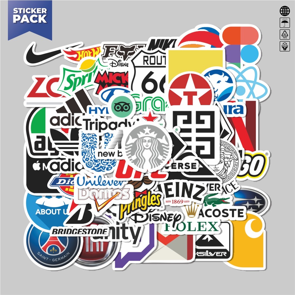 

[100PCS]Stiker Pack Sticker Motif logo Sticker Aesthetic Vinyl Anti Air Dekorasi Sticker Laptop Buku Journal Koper Helm Casing HP Gitar Helm Skateboard