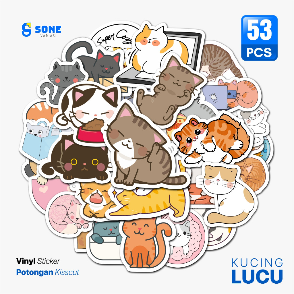 

Stiker Pack Kucing Lucu Aesthethic Vinyl Waterproof untuk Sticker Buku Journal Casing HP Laptop Tumbler