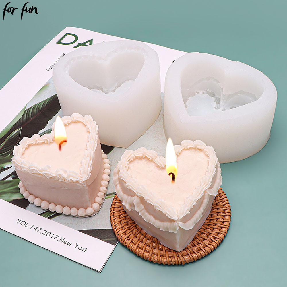 

For Fun Heart Cake Shaped Candle Silicone Mold DIY Handmade Soap Plaster Aromatherapy Candle Cake Decoration Mold Gift Making
