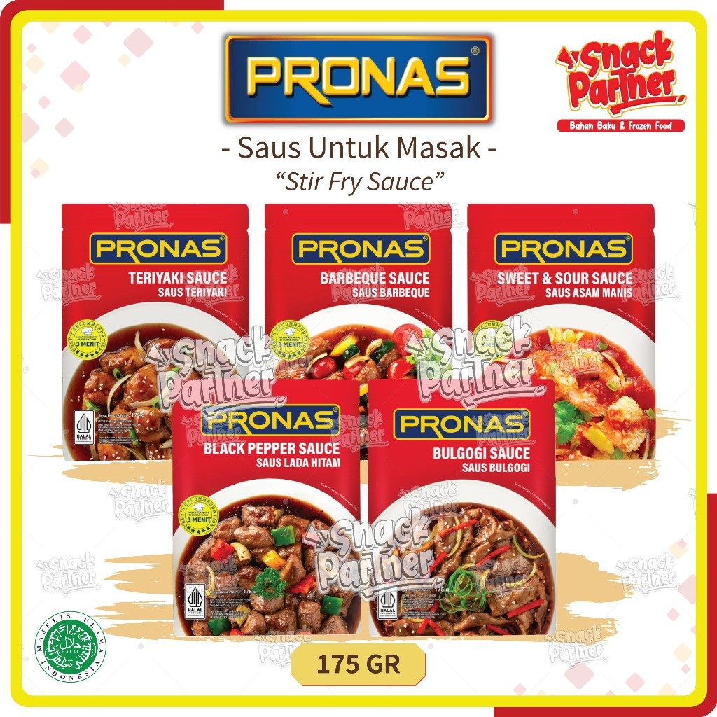 

PRONAS - SAUS MASAK / Stir Fry Sauce 175 GR - Saos Bumbu Teriyaki Barbeque BBQ Asam Manis Sweet and Sour Lada Hitam Black Pepper Bulgogi Korea 170GR
