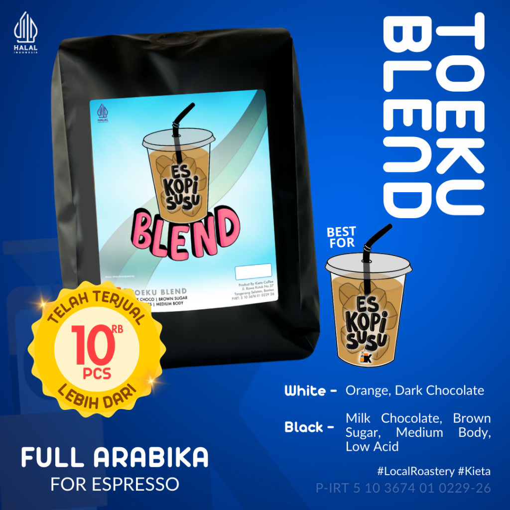 

Kieta Roastery - Biji Kopi Toeku Blend 100% Arabika Untuk Kopi Susu 500g-1kg / Bubuk Arabica Roasted Coffee Bean House Blend