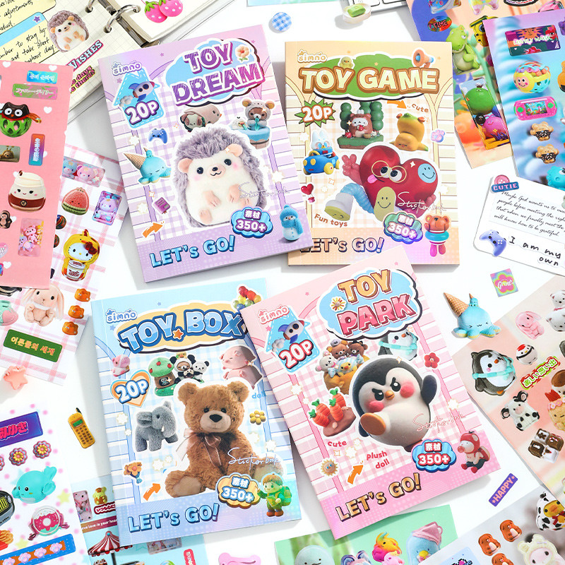 

20Pcs/book Childish Toys Series Sticker Book Children's Stationery Stickers Handbook Creative Collage Material DIY Decoration