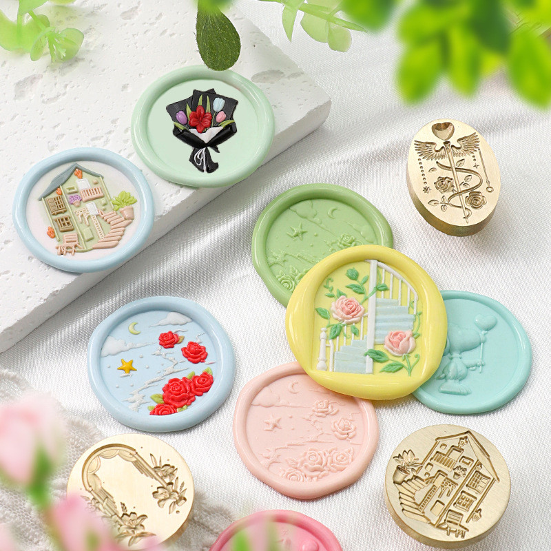 

3D Embossed Wax Seal Stamp Flower Florida Bouquet Roses Lily Suzuran Angel For Cards Envelopes Wedding Invitations Scrapbooking