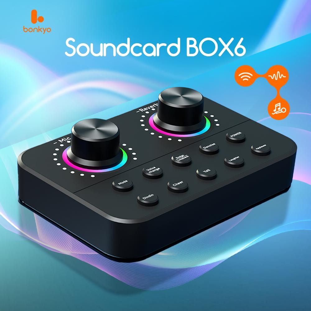 Bonkyo Soundcard BOX6 Mixer External Soundcard BOX6 Audio Microphone Singing Live Soundcard