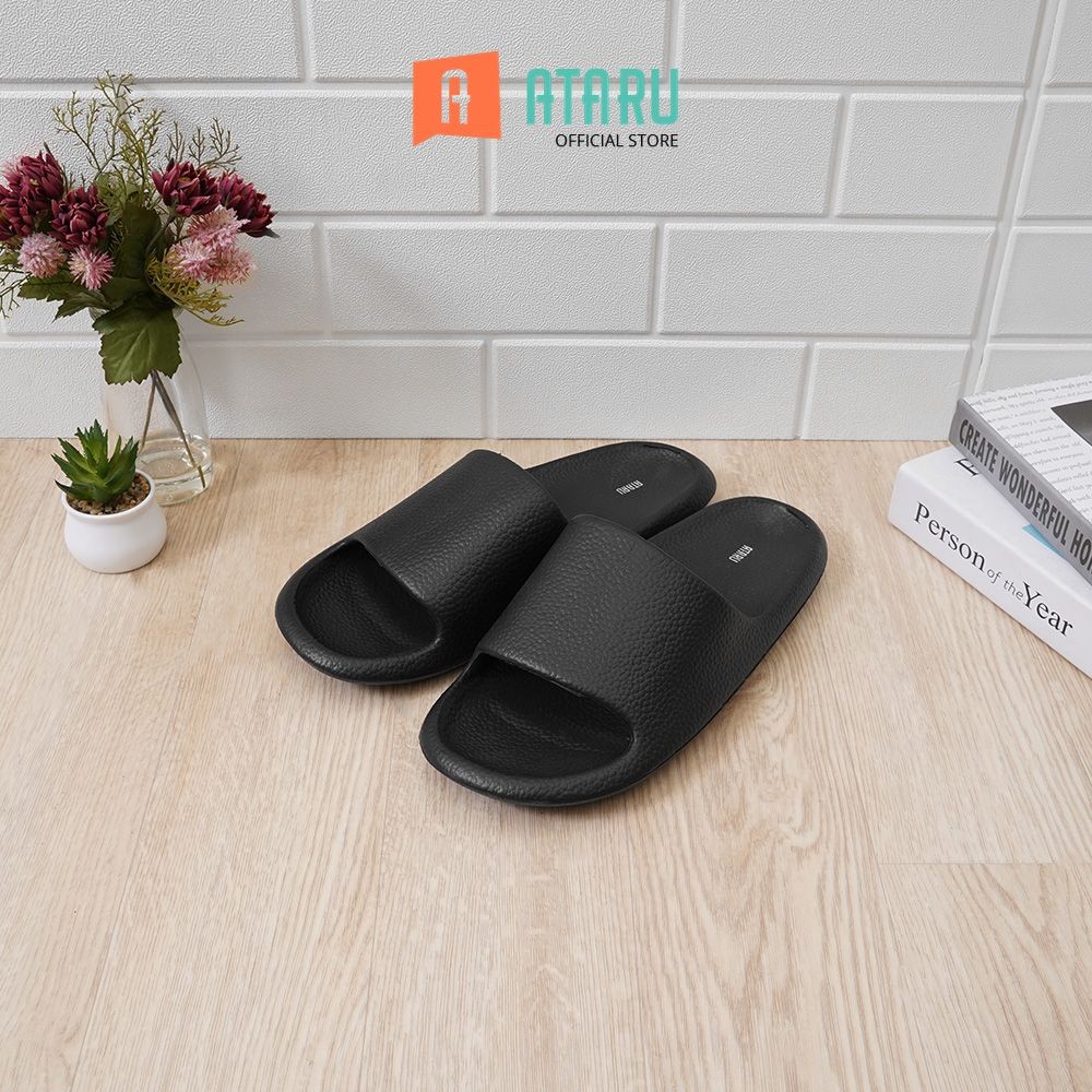 Ataru Sandal Rumah Basic - Hitam Home Slippers Sendal Indoor Alas Kaki Kamar