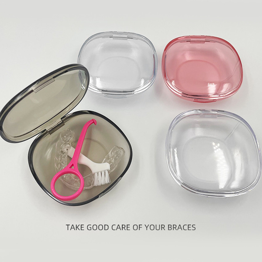 Kotak Retainer Gigi Denture Box Bening Tempat Gigi Palsu Kawat Denture False Portable Travel