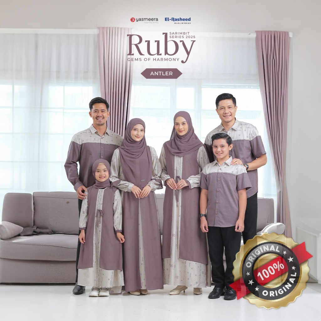 YASMEERA - SARIMBIT  RUBY 2025 - ANTLER - Family Set Keluarga / Baju Lebaran Keluarga Muslim ORIGINA
