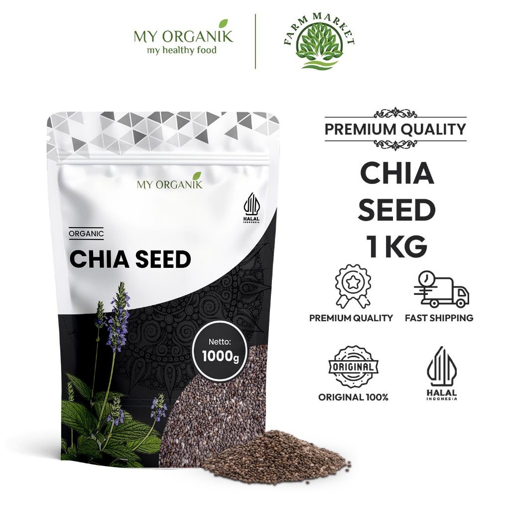 

My Organik Chia Seed Organic untuk Diet Black Cia Seed Organik 1kg Tanpa Campuran