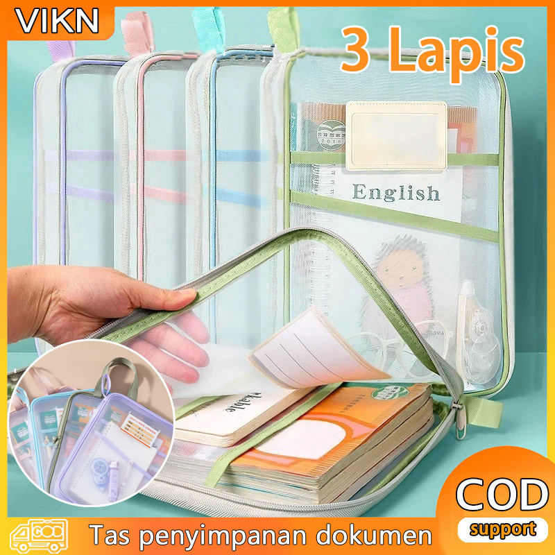 Tas penyimpanan dokumen transparan/Tas klasifikasi buku teks/Tas subjek studi/Tas buku berkapasitas 