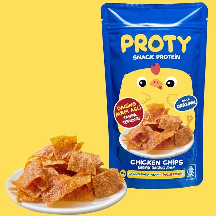 

Proty - Snack Protein - Chicken Chips - Keripik Daging Ayam Krispi - 18gr - Snack Cemilan Protein Sehat - Original